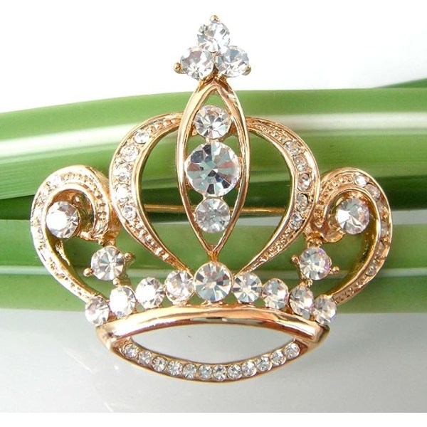 Kullatut moniväriset Crystal Royal Crown -rintaneulat