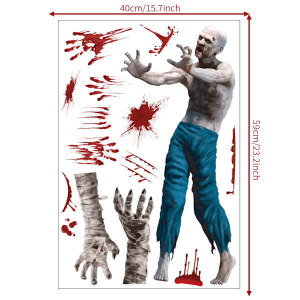 Halloween Blodig Håndaftryk Vægsticker Gyser Zombie Vindue Dekoration Sticker Spøgelseshus Dekoration Spøgelseshånd Vægsticker