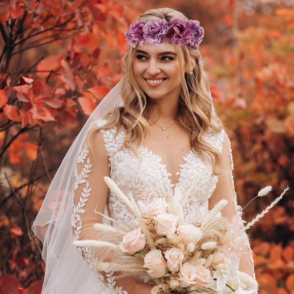 Boho Blomsterhårbånd for Kvinner, Hårpynt i Stoff med Blomster