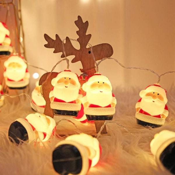 Jouluvalot, LED-valot, paristokäyttöiset Joulupukin koristevalot, seinä-, joulukuusikoristeet (1,5M 10LED)