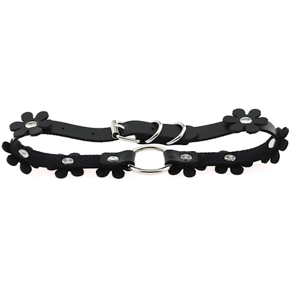 Svart Justerbar Elastisk PU Läder Punk Gotisk för Kvinnor och Flickor mycket säker och lätt att bära (33cm~39cm)