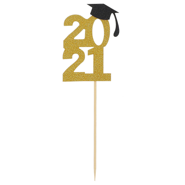 24 stk. 2021 Graduation Trencher Glitter Kage Toppers Kage Picks Kage Dekorationer Guld 6.5x3.5cm