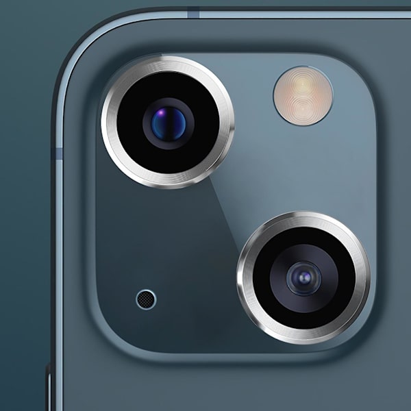 Kamera Beskyttelsesfilm i Hærdet Glas med Aluminiumlegeringsring til iPhone 13 Mini/13