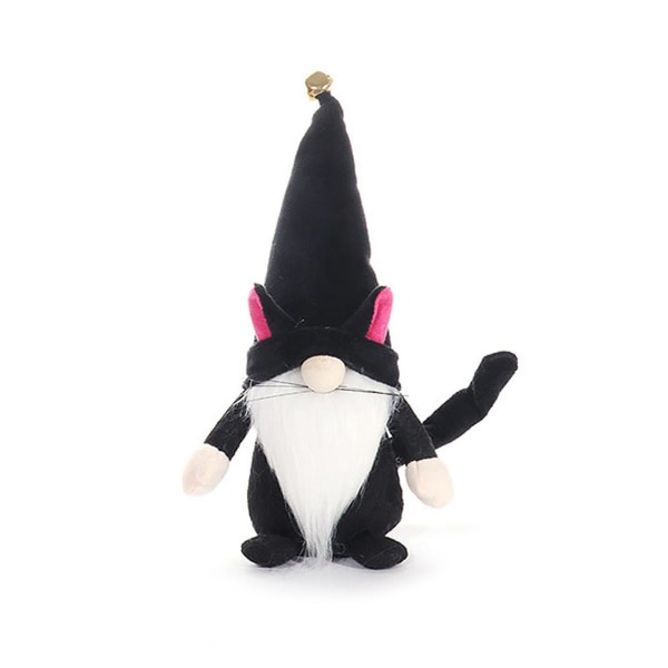 Sort kat Hængende Gnome Ornament Dukke Dekoration Hjem Vedhæng Gave December Jul Sort kat