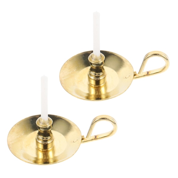 2 stk. Dukkehjem Håndholdte Lysestager Jernlegering Lysestager Til Dukkehjem Guld 3,2X2,4X2,5CM