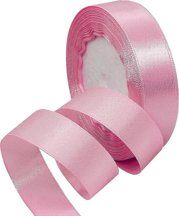 22M Rosa 2cm Satinband – Presentrosetter, Bröllop, Julpyssel