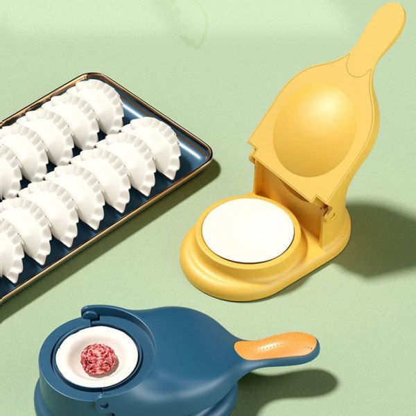 Gul 2-i-1 Dumplingtillverkare Dumplingform Manuell Dumplingomslagspress Dumplingtillverkare Hushållsmatlagningsverktyg