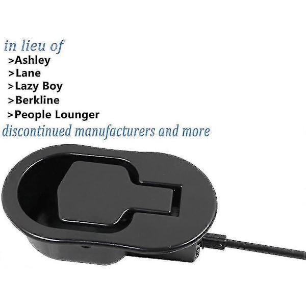 Reservedelsdele til lænestole - Universelt sort metaltræk til lænestole med kabel - Passer til Ashley og større lænestolsmærker, sofa-stil trækstol