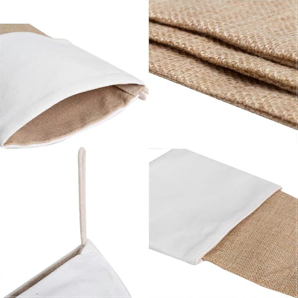 18\" Jute Christmas Stockings, Bulk, Plain, Neutral, for Fireplace Hanging, 2-Pack