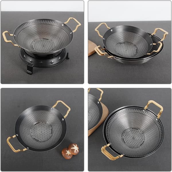 Cooking Pot Stainless Steel Dry Pot 28cm Double Handles Smooth Surface Sturdy Kitchen Hotel Use
