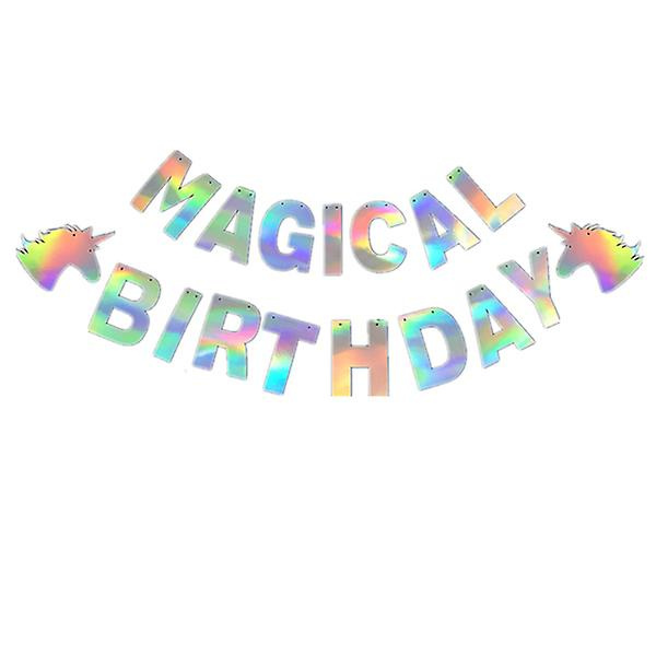 Unicorn Guirlande Banner Farverig Magisk Fødselsdagsbogstav Guirlande Dekoration Til FødselsdagsfestM