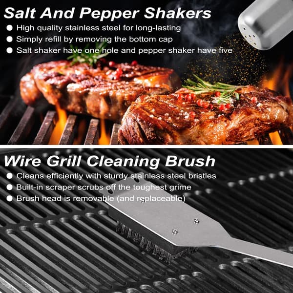 29 Pieces BBQ Grill Accessories Stainless Steel BBQ Tool Set with Storage Case Camping Grill Tool Set