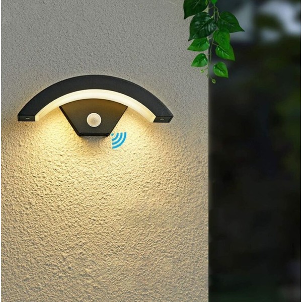 Utomhus LED-vägglampa med rörelsesensor, antracitgrå 18w, IP65 aluminium extern lampa, exteriör lampa för Villa Porch Pass