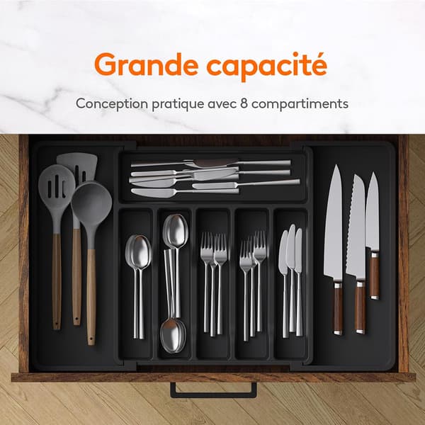 Cutlery Tray, Expandable Cutlery Tray for Drawer, Adjustable Drawer Organizer for Kitchen