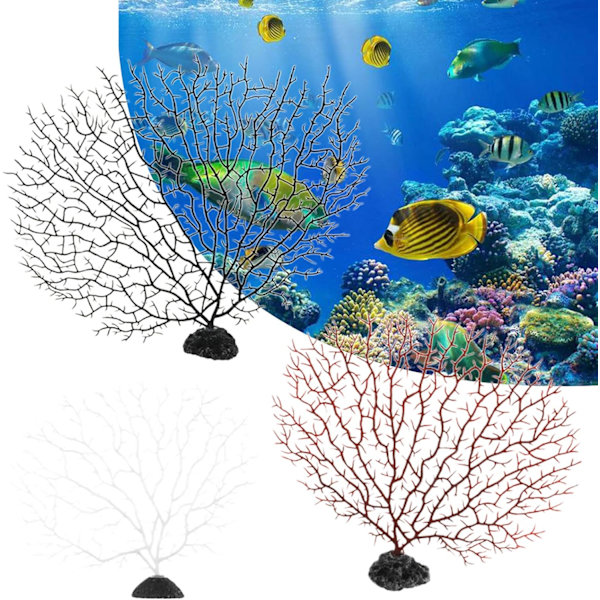 2 stk Akvarium Simulerings Vandplanter Dekorative Genanvendelige Praktiske Kunstige Påfugltræ til Fiskekum Dekoration Sort S