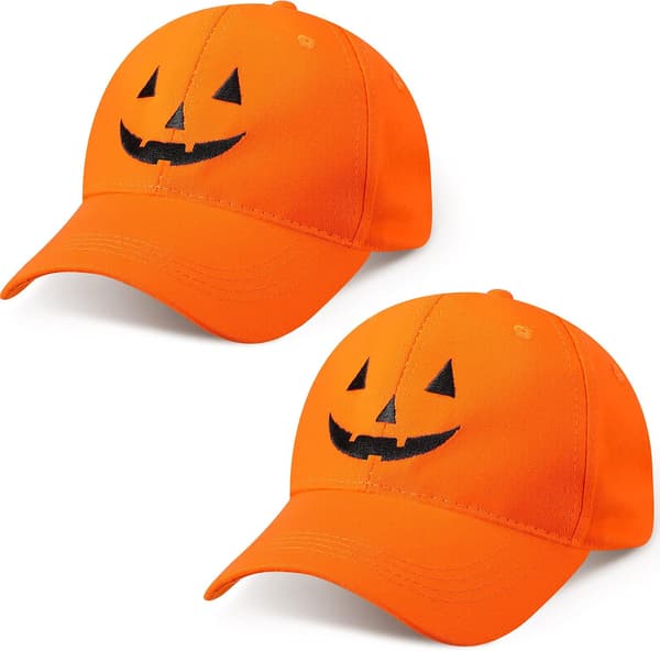 2 stk. Halloween græskarhat broderet justerbar | Sort One Size Black, Orange One Size