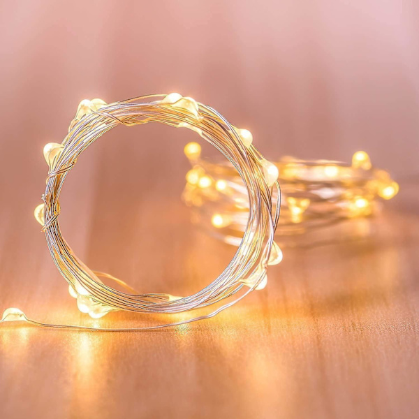 LED-ljusslingor - Batteridrivna Koppartråds-Fairy Lights - Perfekt för Sovrum, Jul, Fester, Bröllop, Dekoration av Mittpunkten (5m/16ft Varmvit)