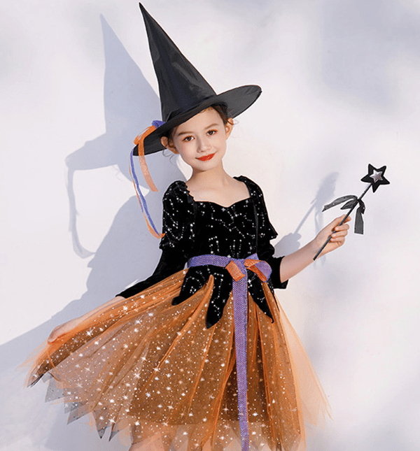 Flickhäxa utkledningsdrakt Halloween barn heks