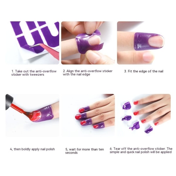 5 stykker Peel Off Nail Stickers Tape Spildsikre klistermærker Plastic Neglelak Protector til neglemaling dekoration