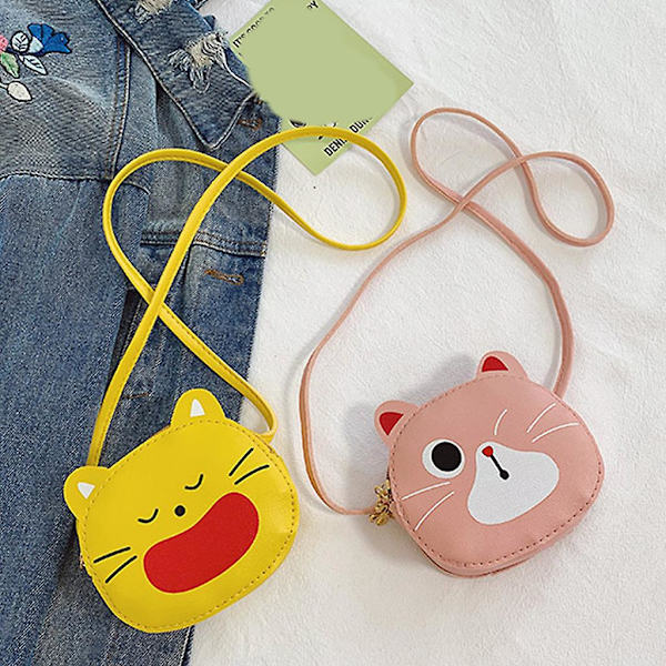 Tegneserie Dyre Crossbody Taske Pu Læder Skuldertasker Mini Pung Til Børn Gul