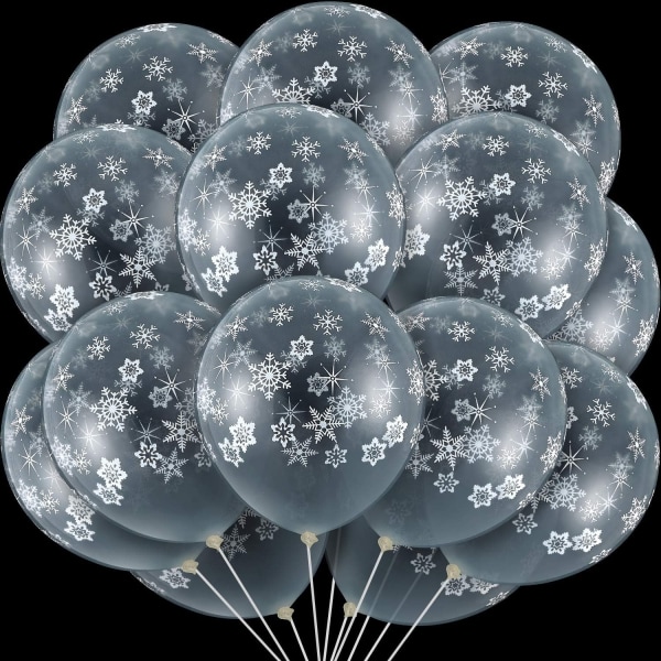 100 stycken Transparenta snöflingaballonger Vintertransparenta snöflingalatexballonger för jul Födelsedag bröllopsfest dekoration