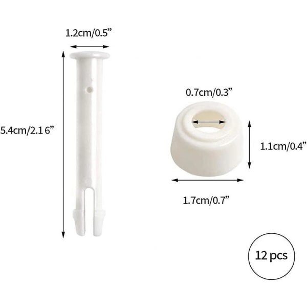 12 stycken plastpoolkopplingar, stift och packningar, 5,5 cm / 2,16 fot Poolersättningsdelar för 13 fot-24 fot ovanjordiska runda metallrambassänger, 28270-28272