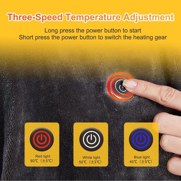 Electric Blanket, 150 x 85 cm, Flannel Heating Blanket, Fast Heating and 3 Heat Settings, Soft and Comfortable, USB Powered Heating