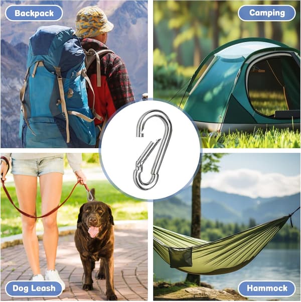 10 st Små D-formade karbinhakar 5cm Silver för nyckelring Utomhus Camping Resor Sport