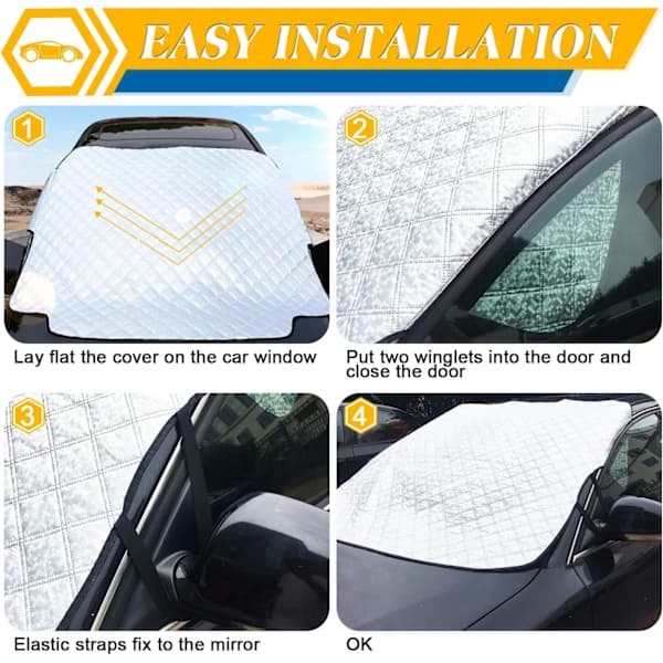 Advanced Windshield Winter Protection with Universal Fit and Elastic Straps for Easy Installation