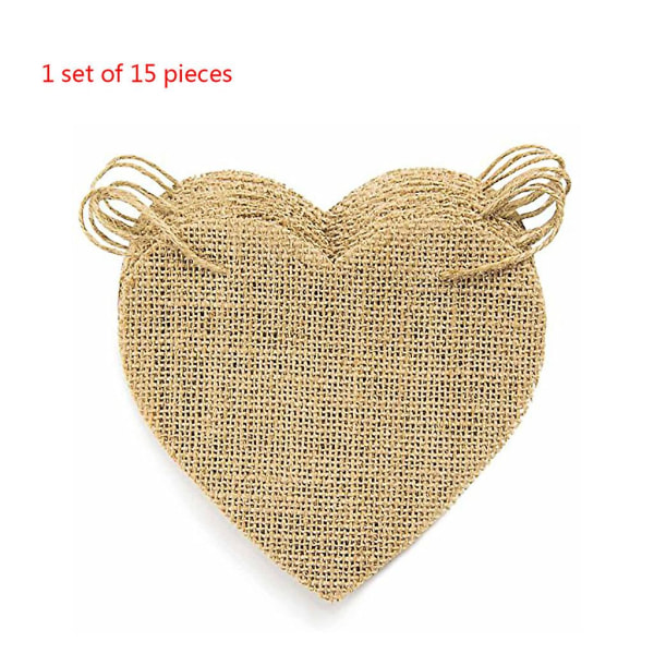 Sæt af 1 Kærlighed Rustik Linned Jute Burlap Blonder Fest Flagranke 13*13.5CM