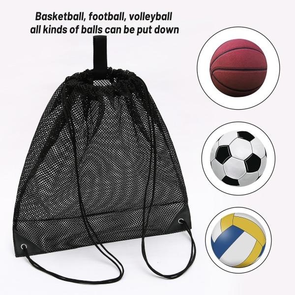 Fotball Mesh Oppbevaringsholder Snøring Bæreveske Enkel Ball Carrier Mesh BagSort Farge