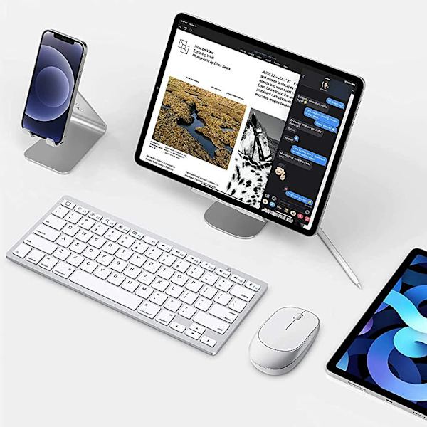 Tablet Stand, Adjustable Tablet Holder - Desk Stand Docking Holder Compatible with 4-13\" Tablet Silver