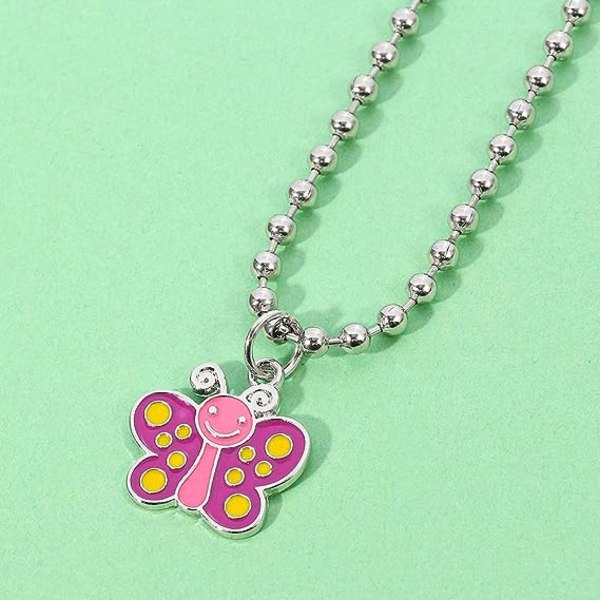 Färgglad Flash Butterfly Chain Halsband Hot Pink Rostfritt Stål Cool Estetics Oberoende Pendant Halsband Lämplig f