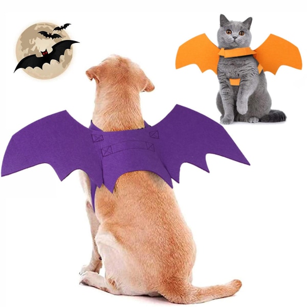 Hund Batvingar Halloween Kostym Hund och Katt Husdjur Bat Kostym 3 Storlekar Orange