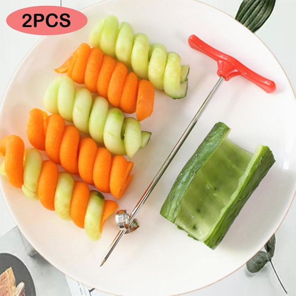 2-pack Grönsaks Spiralizer Potatis Spiral Skärare Skedstöd Matförvaringsbehållare Disktrasa Hållare Hackare