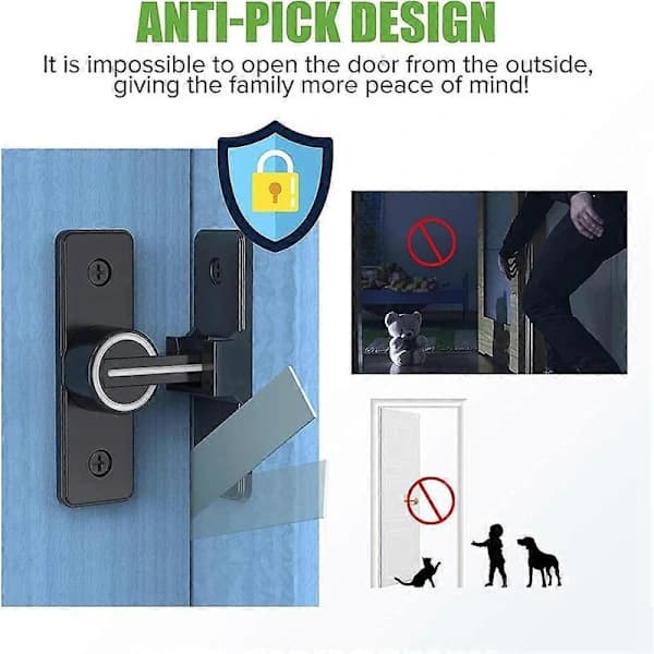 Barn Door Latch, 90 Degree Heavy Duty Gate Latch Flip Latch Security Door Lock 1 Pack