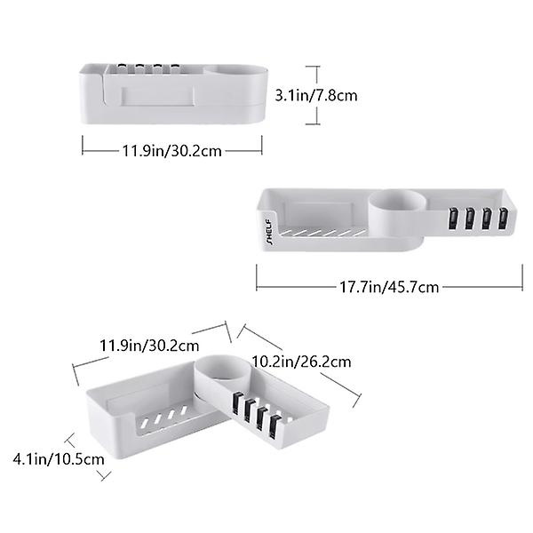 1 stans Utan Borrning Limmad Rotationsbar Badrumsförvaringshylla Förvaringshylla (vit)Vit30X10.2X7.8cm