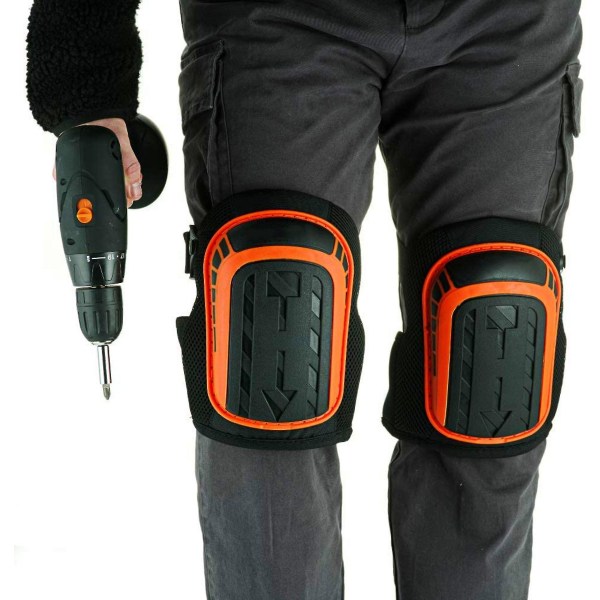 Professionelle knæbeskyttere med behagelig gelpude og justerbare stropper til gulvrengøring i havearbejde (orange)