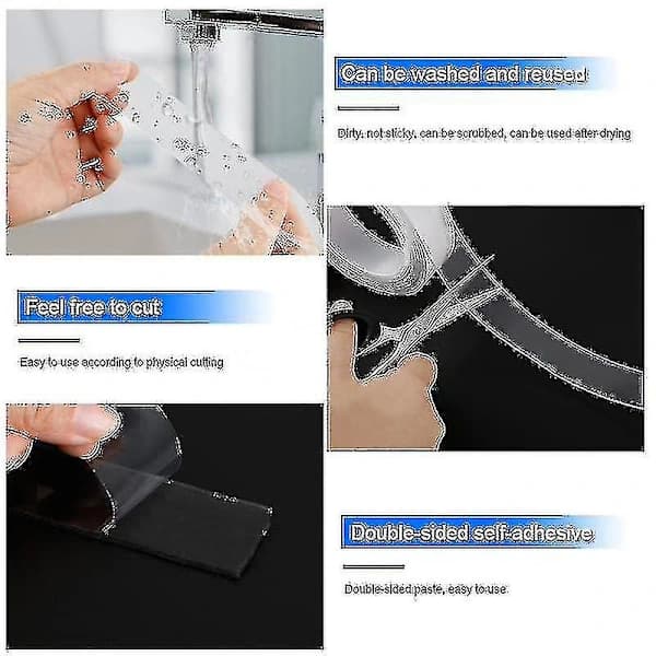 Strong Nano Seamless Waterproof Hook, Transparent Acrylic Adhesive, Double-Sided Tape