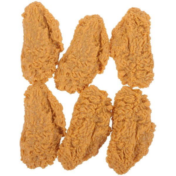 6 stk. Kunstig Matmodell Simulert Stekt Mat Realistisk Liten Kyllingvinge Butikk Tilbehør 8x4cm 8x4cm