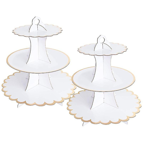 3-vånings Serveringsbricka för Cupcakes, Kompatibel med Bröllop, Födelsedagsfest, 2-pack