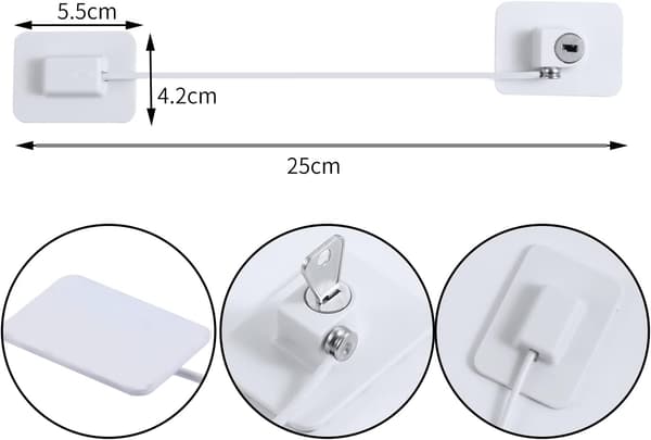 Childproof Window Locks with 4 Keys, Secure Refrigerator Doors, Cabinets, Drawers, Washing Machines, 2-Pack