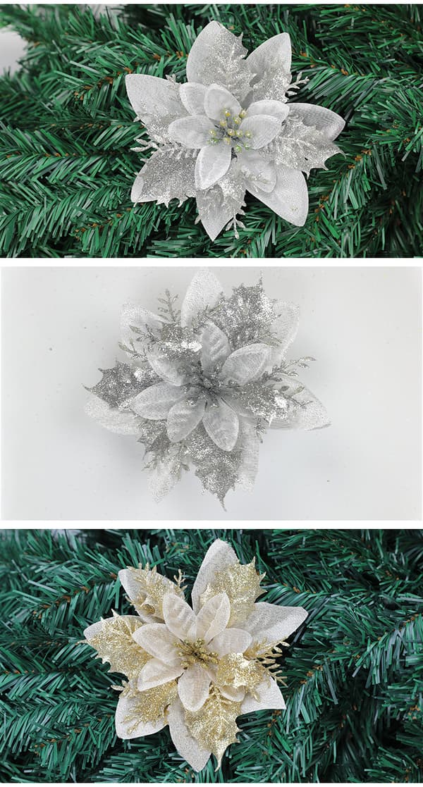 15 kunstige juleblomster, dekorative juleblomster