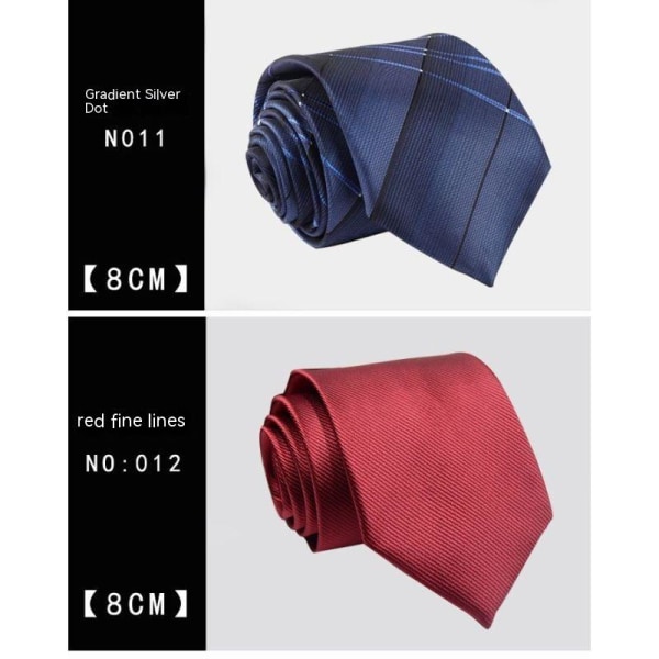 Affärsklädsel 8 cm slips, handslips för män, professionell mörkblå dubbel silver N005, ett stycke