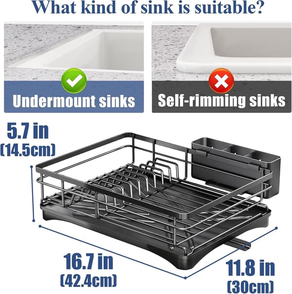 Diskställ för köksbänk, stort diskställ (med dräneringsspår)