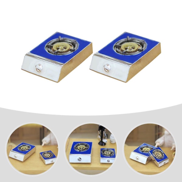 2 kpl Mini House Kaasuliesi Dekoratiivinen Kaasuliesi Nuken Talo Koriste Sekalaiset Värit 2.9X2.2X0.6CM