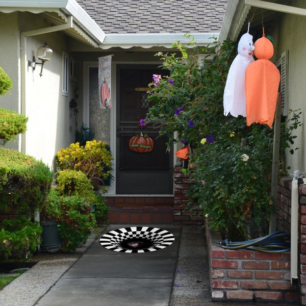 3D Illusion Halloween Dørmatte Rund Bundløs Hul Eddy Antislip Arealægge Style 3