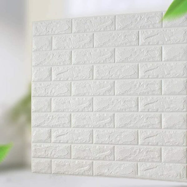 10 stk 3D Flis Brick Veggklistremerke Selvklebende Vanntett Skumplate Tapet, 3D Brick Veggklistremerker, Selvklebende Polyetylenskum Avtakbart Tapet