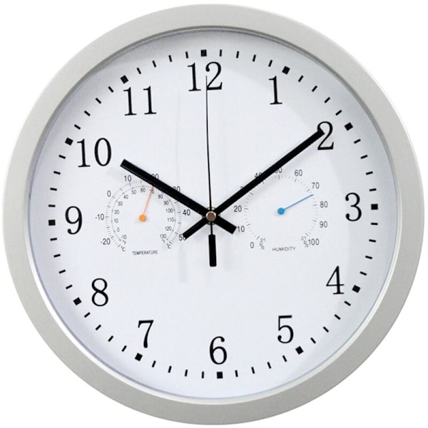 12 inch Automatic Time Setting Scanning Radio Controlled Clock Temperature Hygrometer Wall Clock Silent Design