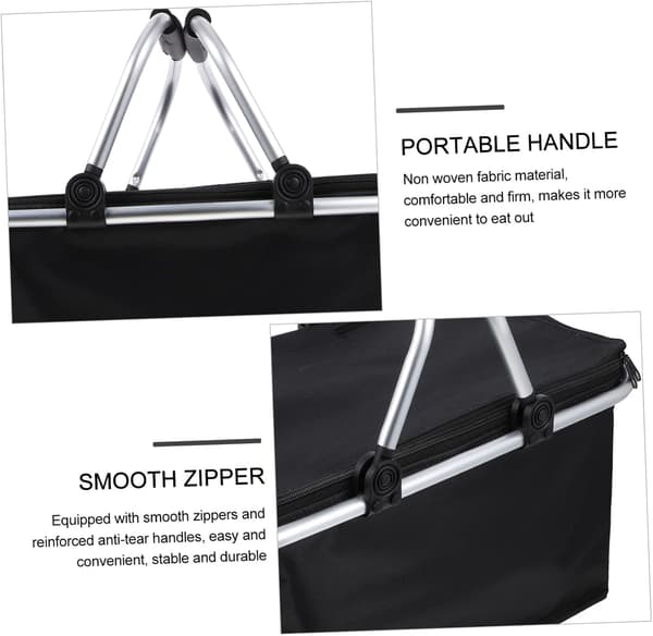 Foldable Storage Basket for Camping, Portable Insulated Lunch Bag